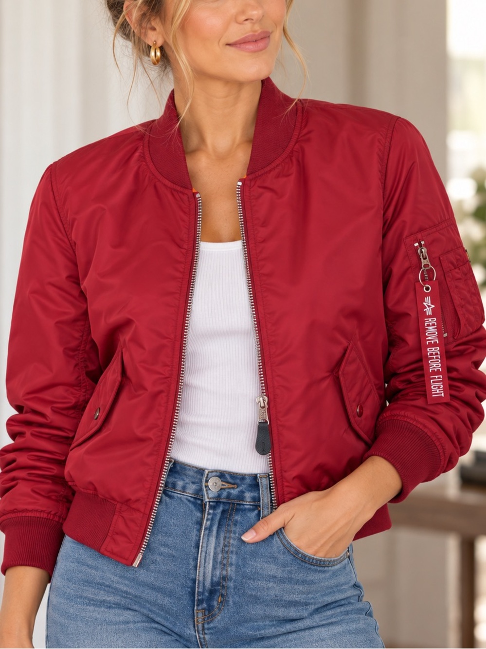 Alpha Industries MA-1 Bomber Jacket | Commander Red | Size Small